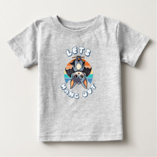 T-shirt Pour Bébé Cute Bat Hanging et Retro Sunset   Allons-y