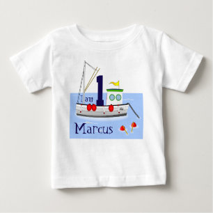 T-shirt Pour Bébé Cute bateau de pêche blanc sur l'eau