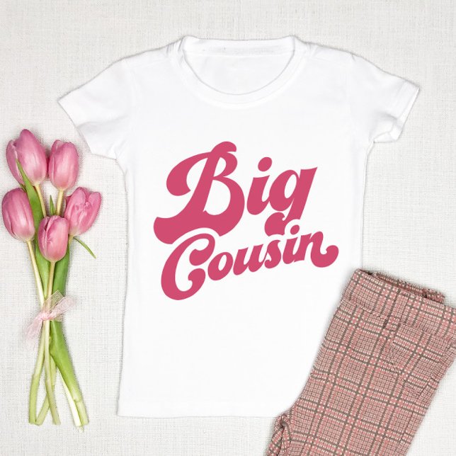 T-shirt Pour Bébé Cute Big Cousin | Famille de jumelage rose (Créateur téléchargé)