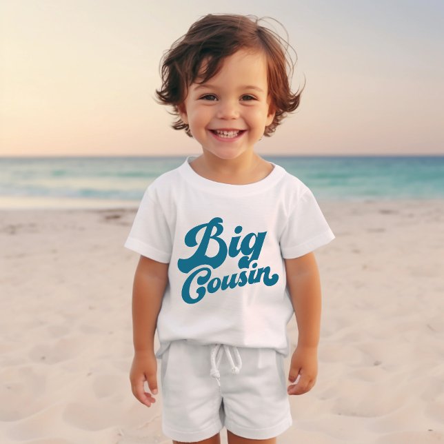 T-shirt Pour Bébé Cute Big Cousin | Famille Ocean Blue Matching (Créateur téléchargé)