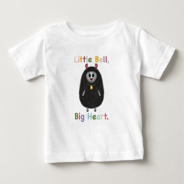T-shirt Pour Bébé Cute Black Sheep with Bell – Little Bell Big Heart (Devant)
