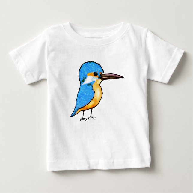 T-shirt Pour Bébé Cute Blue Kingfisher Bird Art (Devant)