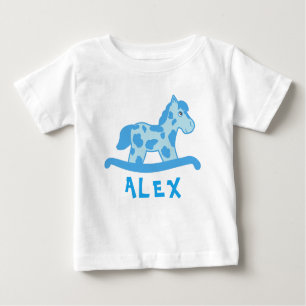 T-shirt Pour Bébé Cute Blue Rocking Nom du cheval Bébé Garçon