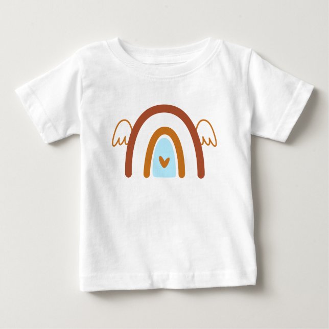 T-shirt Pour Bébé Cute Boho arc-en-ciel avec nom personnalisé (Devant)