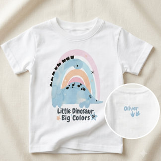 T-shirt Pour Bébé Cute Boho Watercolor Dinosaur Toddler, Personalize