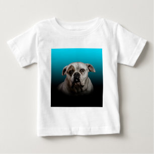 T-shirt Pour Bébé Cute Boxer Dog w Blue Black Gradient arrière - pla
