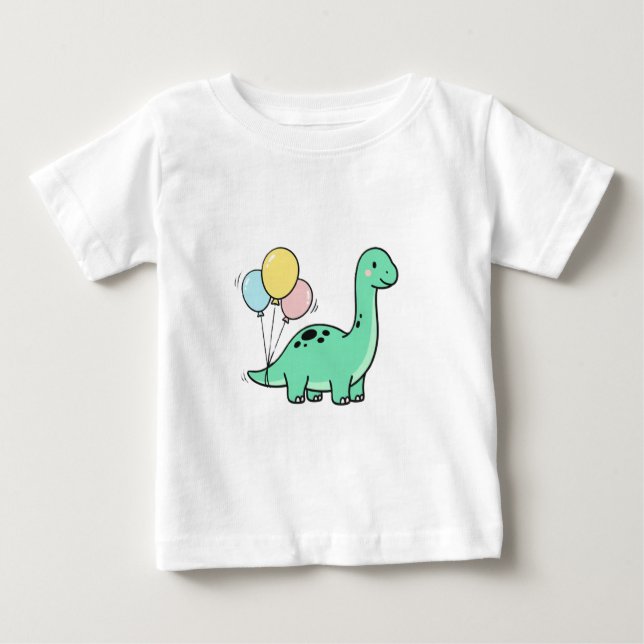 T-shirt Pour Bébé Cute Bronto Holding Balloons for Kids Birthday 🎈 (Devant)