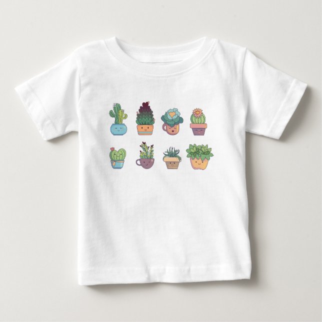 T-shirt Pour Bébé Cute Cactus Collector Kawaii Succulent Lover (Devant)