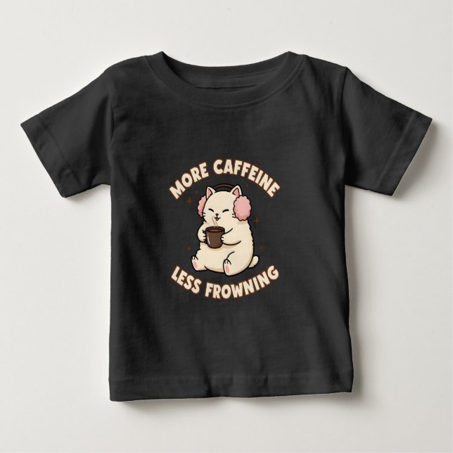 T-shirt Pour Bébé Cute Caffeine Cat Baby Bodysuit (Devant)