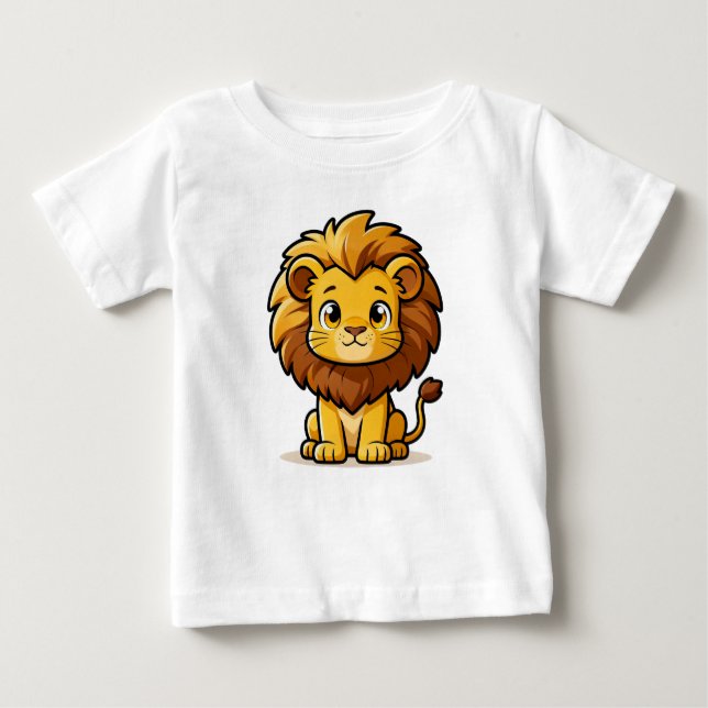 T-shirt Pour Bébé Cute Cartoon Lion with Big Mane (Devant)