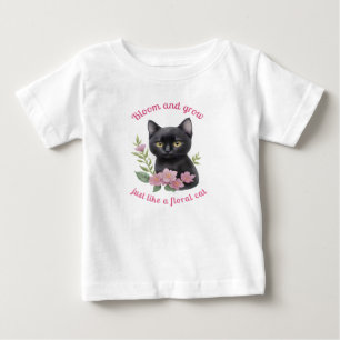 T-shirt Pour Bébé Cute chat Floral Design Fleurit et grandit