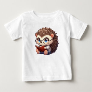 T-shirt Pour Bébé Cute Chibi Lecture Hedgehog