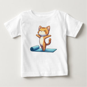 T-shirt Pour Bébé Cute Chibi Yoga Chat