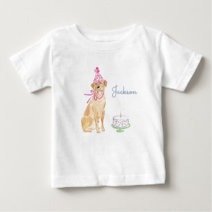 T-shirt Pour Bébé Cute Chien Chien Chien d'or 1er gâteau d'anniversa