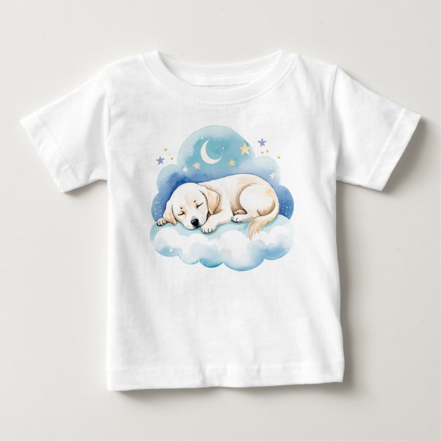 T-shirt Pour Bébé Cute chiot Labrador sur la Lune - (Devant)