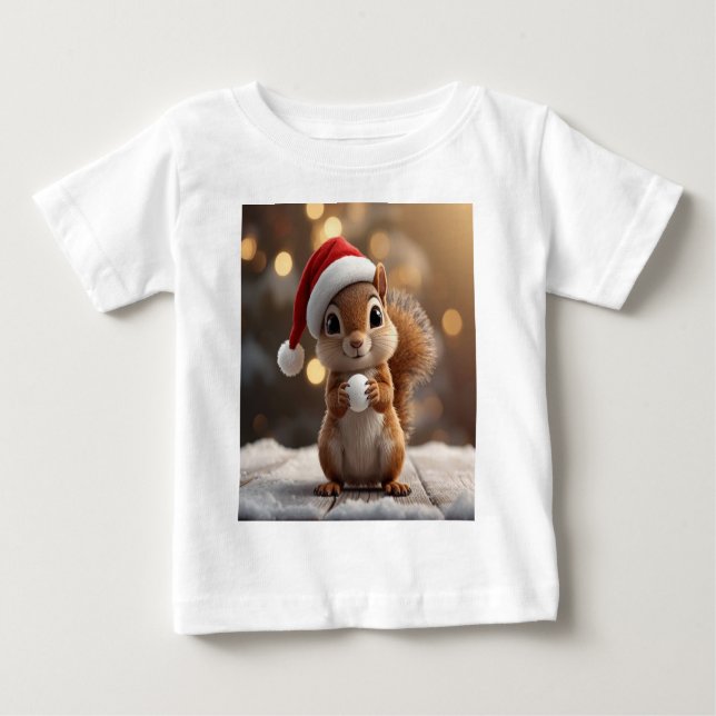 T-shirt Pour Bébé Cute Christmas Squirrel Baby Jersey Tee (Devant)