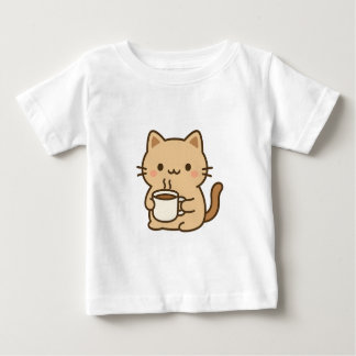 T-shirt Pour Bébé Cute Coffee Cat Kawaii Cozy Aesthetic Design