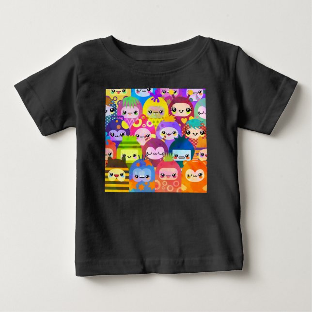 T-shirt Pour Bébé Cute Colorful Cartoon People Characters (Devant)