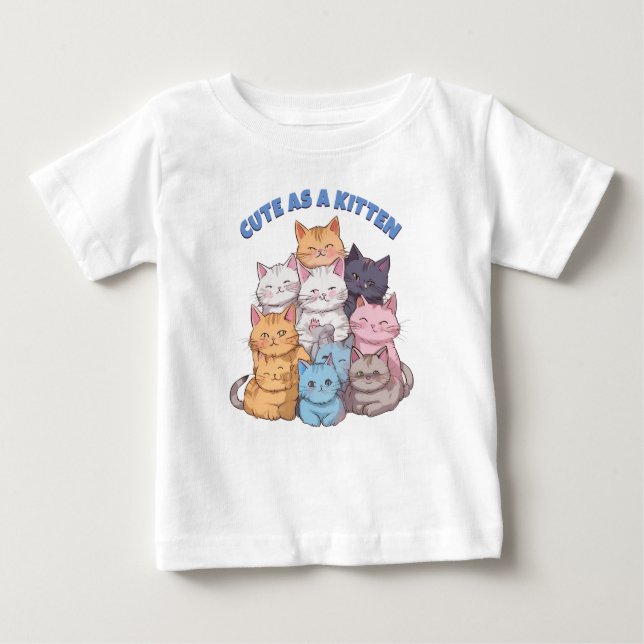 T-shirt Pour Bébé Cute comme un chaton avec Kitty Pile (Devant)