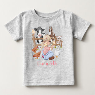 T-shirt Pour Bébé Cute Country Farm Animaux Fille Anniversaire