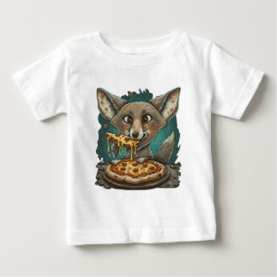 T-shirt Pour Bébé Cute coyote manger pizza
