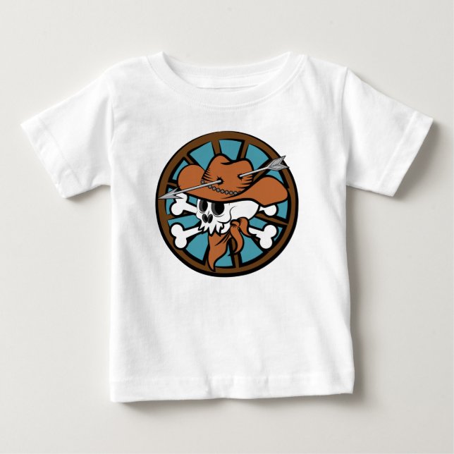 T-shirt Pour Bébé Cute crâne de Cowboy et os croisés (Devant)