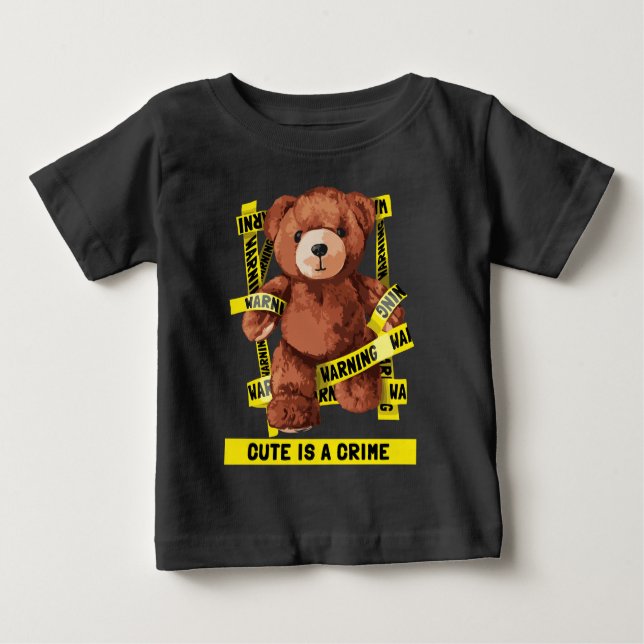T-shirt Pour Bébé Cute Crime Fighter Teddy Bear (Devant)