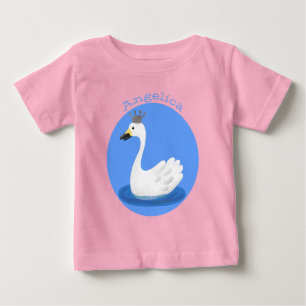 T-shirt Pour Bébé Cute cygne blanc avec dessin de la couronne