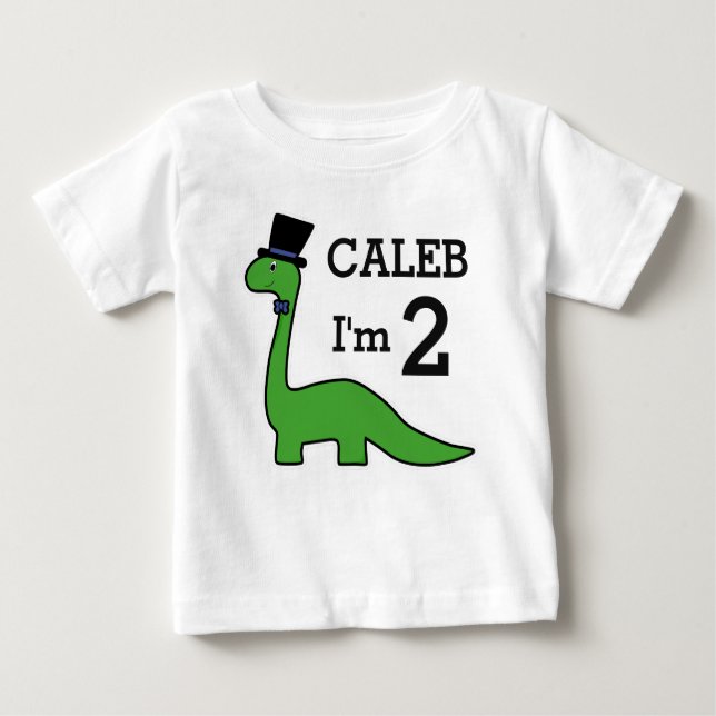 T-shirt Pour Bébé Cute Dinosaur Boy Anniversaire Nom de la Personnal (Devant)