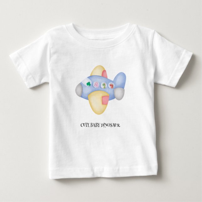 T-shirt Pour Bébé Cute dinosaure avion Parti étudiant anniversaire d (Devant)