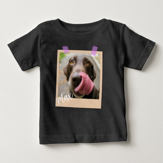 T-shirt Pour Bébé Cute Dog Polaroid Photo Art (Devant)