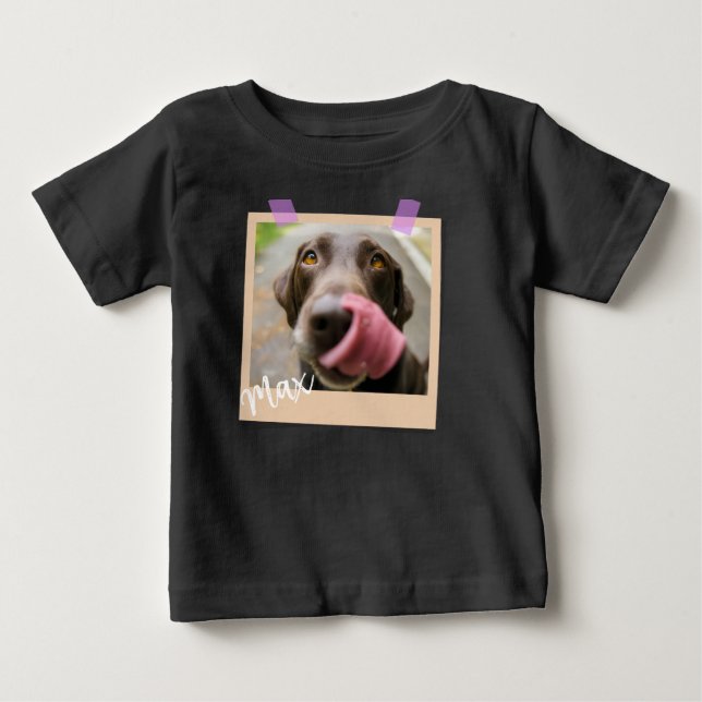 T-shirt Pour Bébé Cute Dog Polaroid Style Photo Art (Devant)