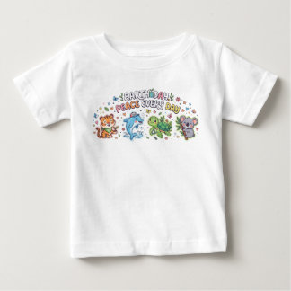 T-shirt Pour Bébé Cute Earth Day Animals - Peace Every Day Kids Baby