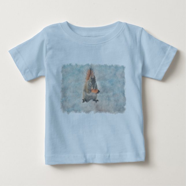 T-shirt Pour Bébé Cute écureuil d'hiver avec arachide (Devant)