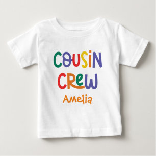 T-shirt Pour Bébé Cute et colorée Cousin Crew avec nom
