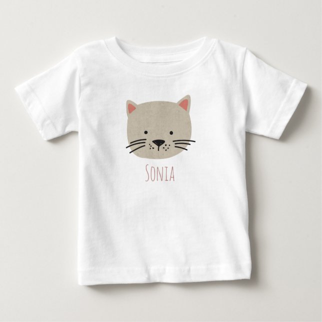 T-shirt Pour Bébé Cute face de chat Whimsical (Devant)