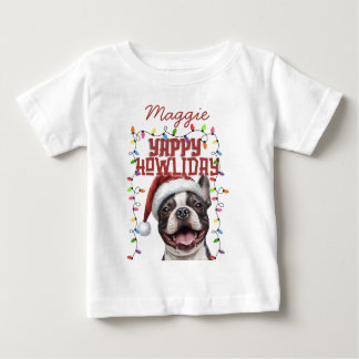 T-shirt Pour Bébé Cute French Bulldog Christmas Lights