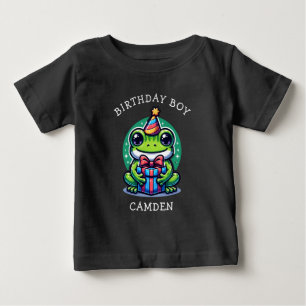 T-shirt Pour Bébé Cute Frog Theme Boy's Birthday Boy Personnalisé