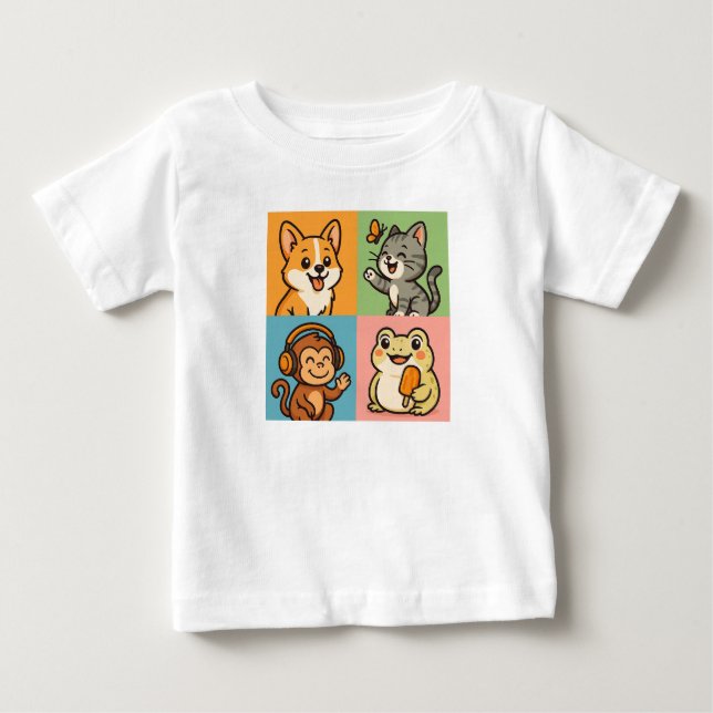 T-shirt Pour Bébé Cute funny Animals (Devant)