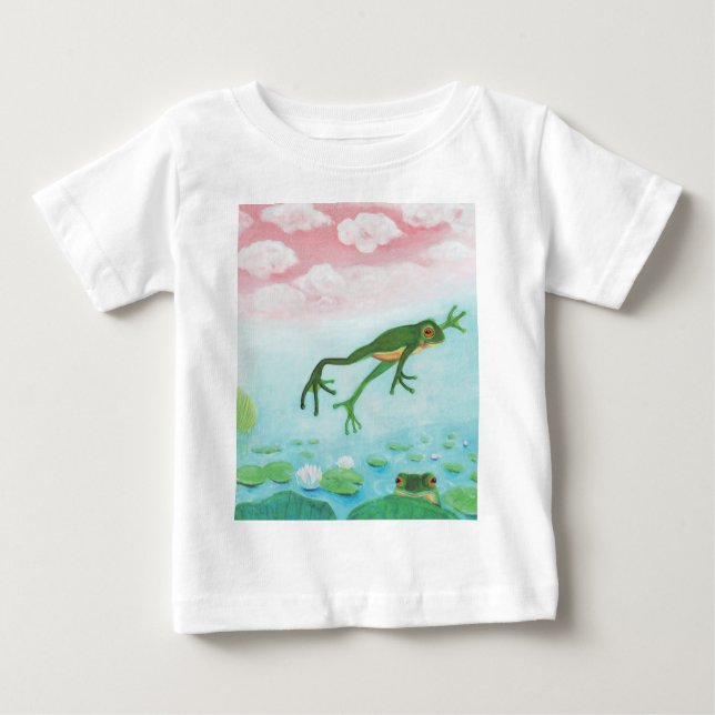 T-shirt Pour Bébé Cute Funny Frog Sauts Dans L'Étang (Devant)
