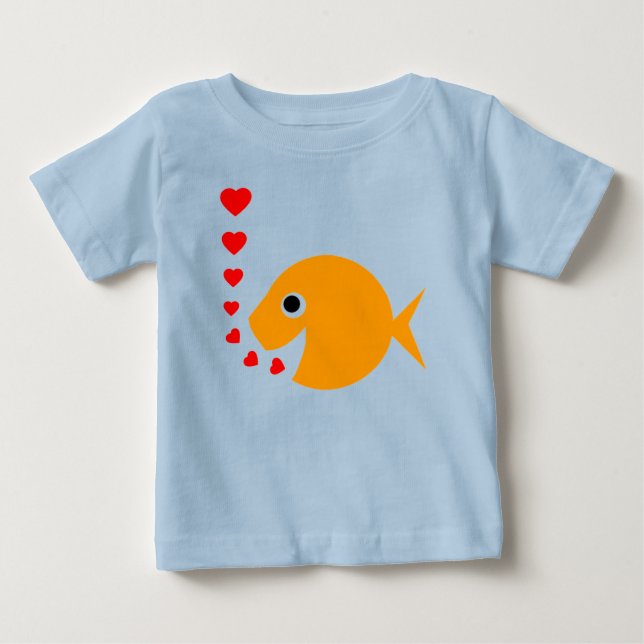 T-shirt Pour Bébé Cute Funny Love Goldfish Cartoon Onsies bébé (Devant)