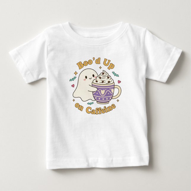 T-shirt Pour Bébé Cute Ghost Boo’d Up Café Design (Devant)