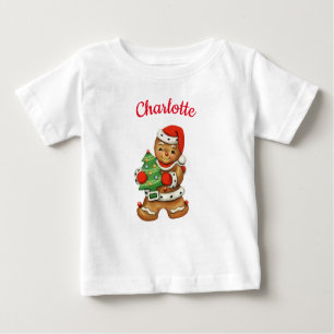 T-shirt Pour Bébé Cute Gingerbread Cookie nom personnalisé