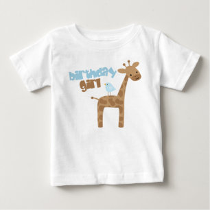 T-shirt Pour Bébé Cute Giraffe et Bird Anniversaire