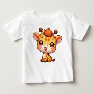 T-shirt Pour Bébé Cute Giraffe Sticking sa langue
