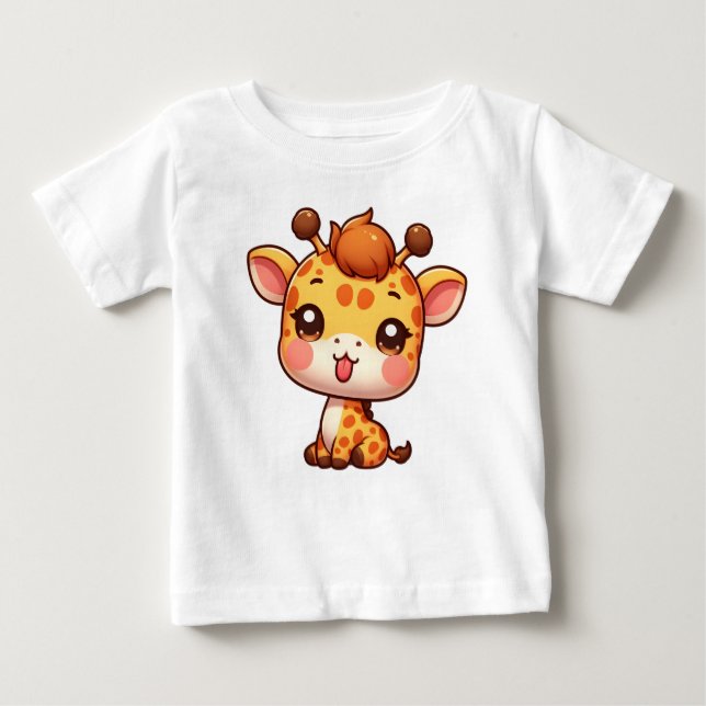 T-shirt Pour Bébé Cute Giraffe Sticking sa langue (Devant)
