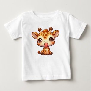 T-shirt Pour Bébé Cute Giraffe Sticking sa langue