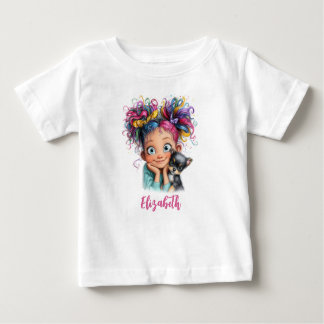 T-shirt Pour Bébé Cute Girl with Puppy