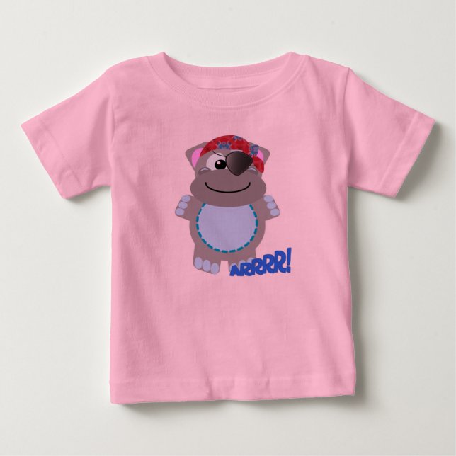 T-shirt Pour Bébé Cute Goofkins hippo pirate (Devant)