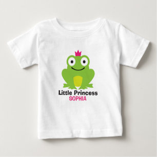 T-shirt Pour Bébé Cute grenouille avec couronne et nom de bébé perso